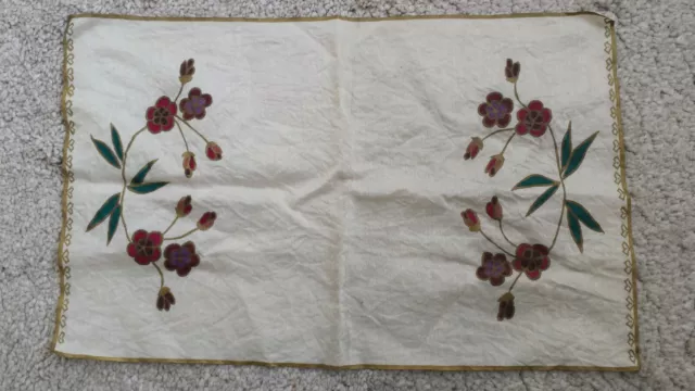 1920’s FOLKLORE HAND PAINTED LINEN CLOTH with FLOWERS