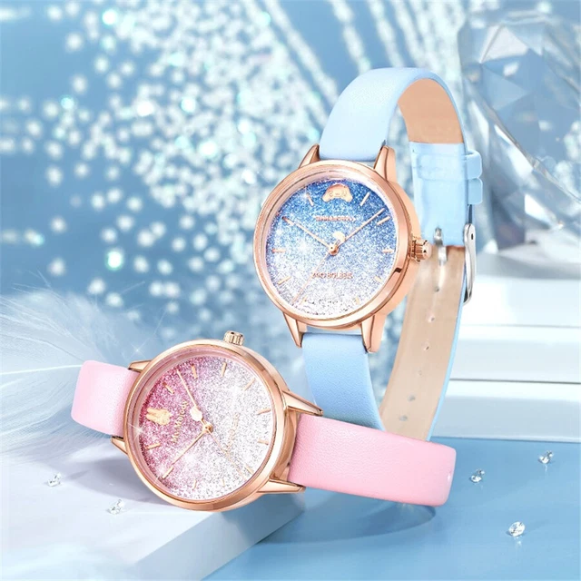 Orologi da donna in legno Orologio da polso in pelle al quarzo Elegante