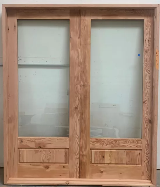 Rustic reclaimed lumber double door with glass You choose dimensions solid wood