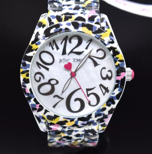 BETSEY JOHNSON QUARTZ Watch Big Face Leopard Print Band Womens 4.56 PicClick