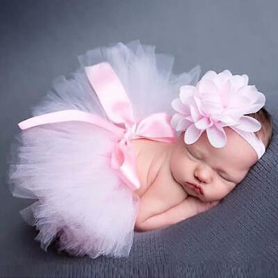 Newborn Baby Girls Boys Costume Photo Photography Prop Outfits Headband + Skirt