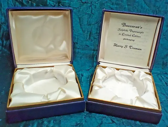 Baccarat Boxes for Sulphide Crystal Paperweights Empty Paper Insert Harry Truman