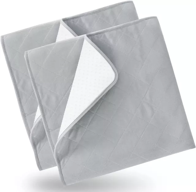 Washable Incontinence Bed Pads Reusable Waterproof Underpads 2 Pack 34''x52''