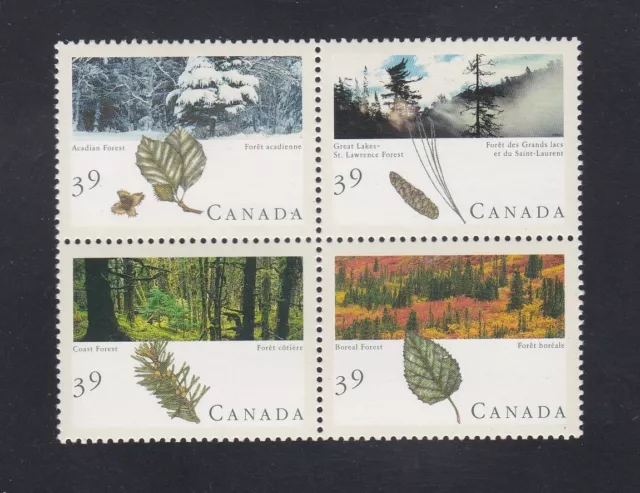 Canada Stamp #1286a (1283-1286) "Majestic Forests" se-tenant BLK4 MNH 1990