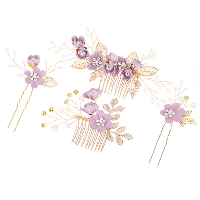 4 pz gioielli per capelli viola signorina per matrimonio consegne feste di nozze