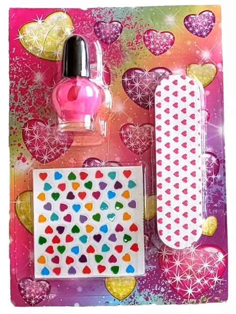 Girls - Nail Set - Nail Varnish - Nail File - Heart Stickers - Brand New