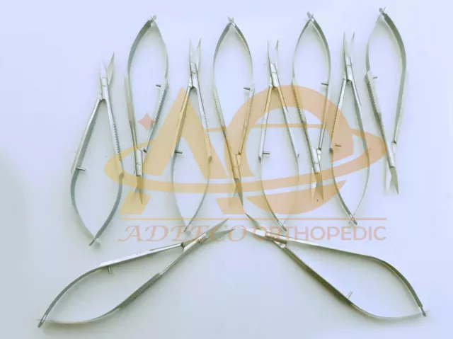 Microsurgery Iris STR / CVD Noyes Spring Scissor 11.5cm Set Of 10 Pcs