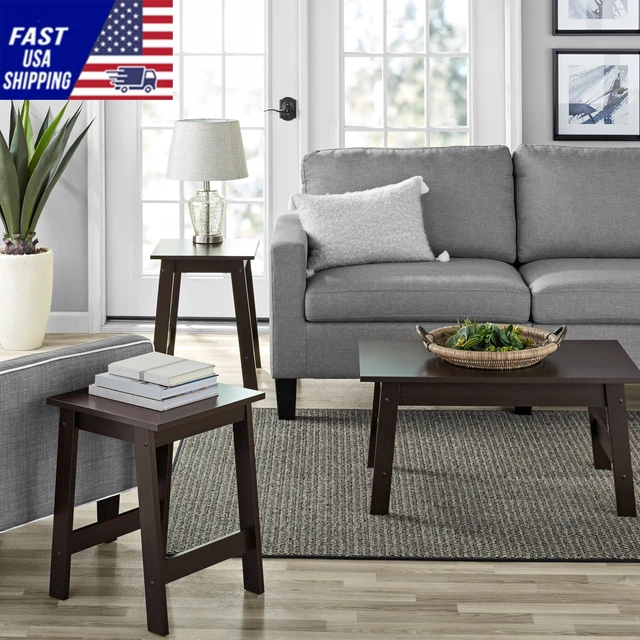 Mainstays Pilson 3 Piece Coffee Table and End Table Set, Espresso Finish