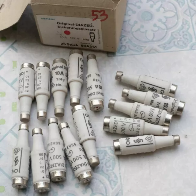 15x Siemens 5SA251 Fusible de type DIAZED E16, 10A, gL 500V. Lot de 15 3