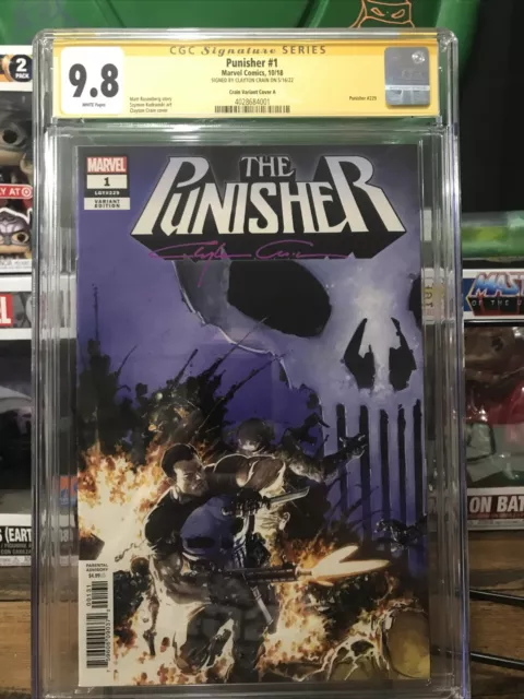 Punisher 1 cgc 9.8 1:25 Variant Signed by Clayton Crain In Purple