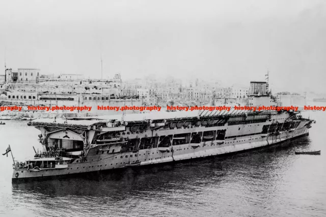F016126 HMS Courageous. British Aircraft Carrier. Grand Harbour. Valetta. Malta.