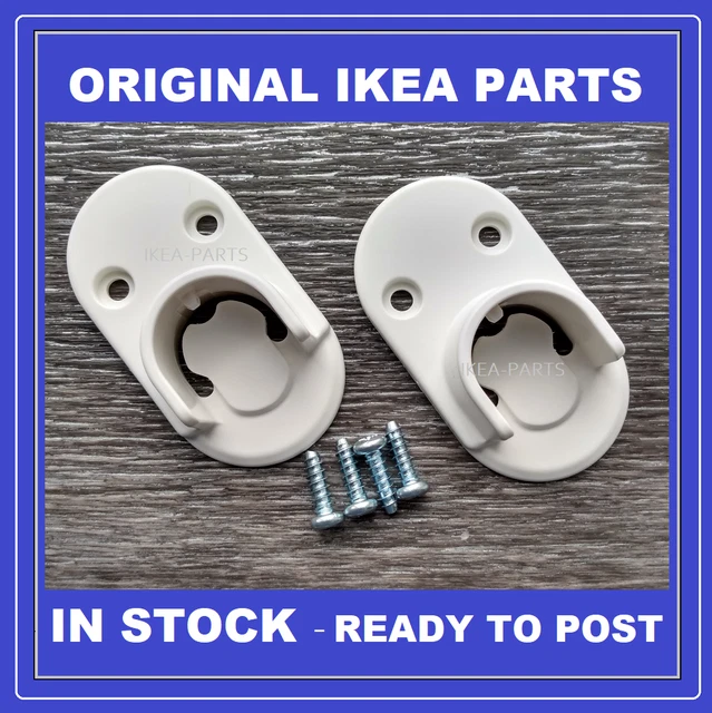 IKEA HJALPA BRACKETS Wardrobe White For Hanging Rail With Screws 152533