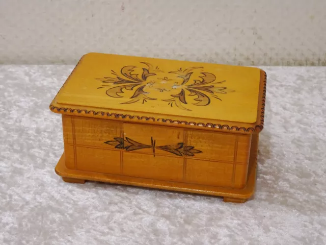 Madera Caja Grifón Caja Con Druckmechanismus - Vintage - Handgefertigt