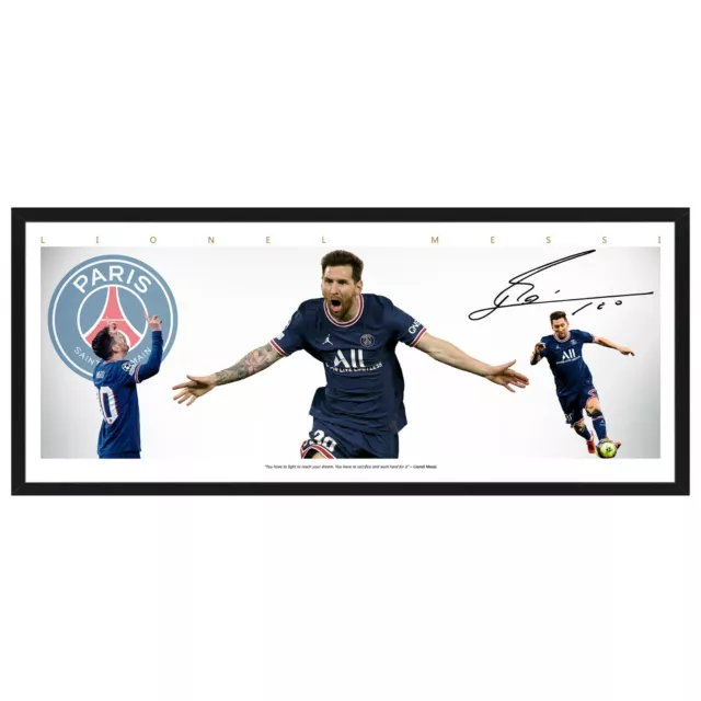 Lionel Messi Fc Psg Wings Signed Framed Soccer Memorabilia Mbappe Neymar Ronaldo