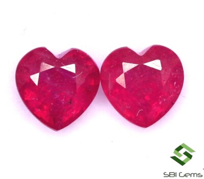 GF 19.04 Carats Naturel Rubis Forme Coeur Coupe 7x7 MM Lot 11 Pcs Calibré Gemmes Gf 