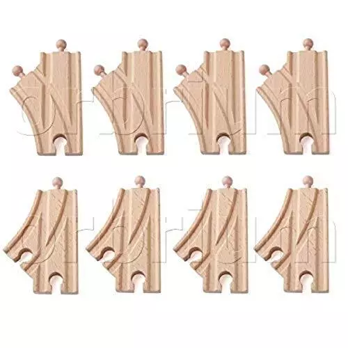 Orbrium Toys Short Curved Switch Tracks for Wooden Train Railway Fits Thomas Bri