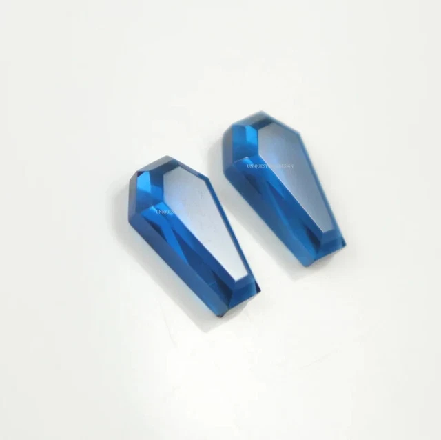 London Blue Topaz Quartz Coffin Shape Approx. 17X10, 10X7 MM