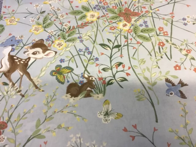 3 remnants 40 cm x 94 cm  Sanderson disney fabric BAMBI pale blue