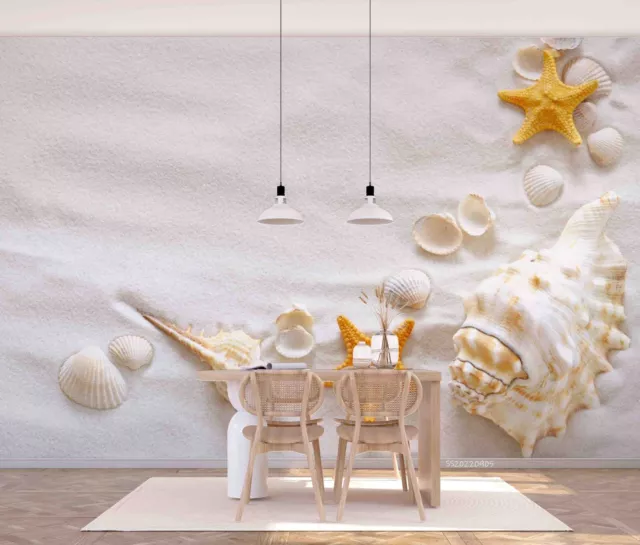 3D Beach Conch Starfish Wallpaper Wall Murals Removable Wallpaper 49