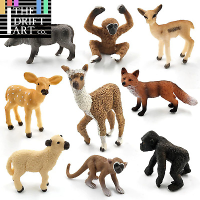 1pc Alpaca Warthog Sheep Deer Fox Monkey Animal Miniature Art Toy Figure Doll