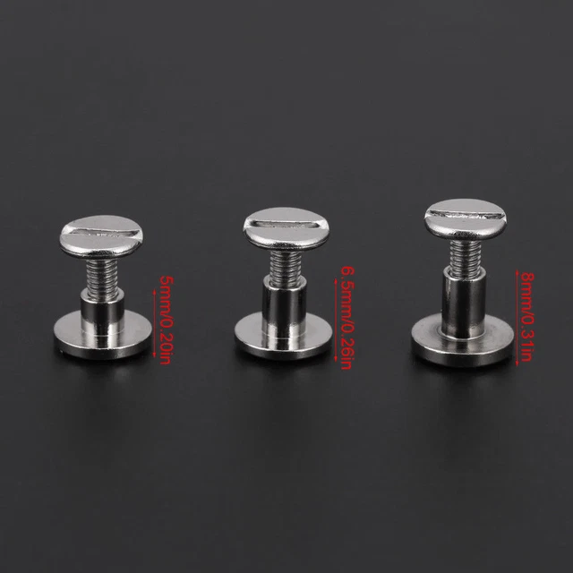 10 Pcs Flat Belt Screw Leather Craft Chicago Nails – Solid Brass Rivet Stud Heads - View #3
