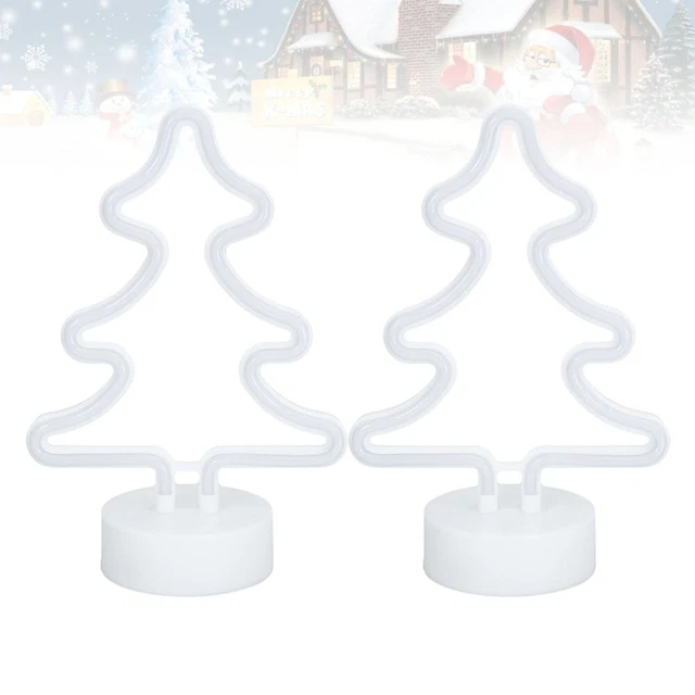 2 PCS CHRISTMAS Tree Neon Light Marquee Lights Battery Sign £26.39
