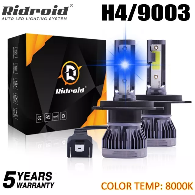 2x H4 9003 HB2 Super Bright LED Headlight Kit High Low Beam Bulb Blue 8000K Lamp