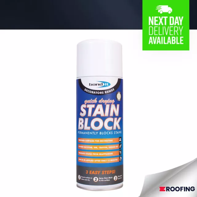 Bondit STAIN BLOCK SPRAY PAINT PREVENTS WATER MARKS MOULD RUST STAINS - 400ML