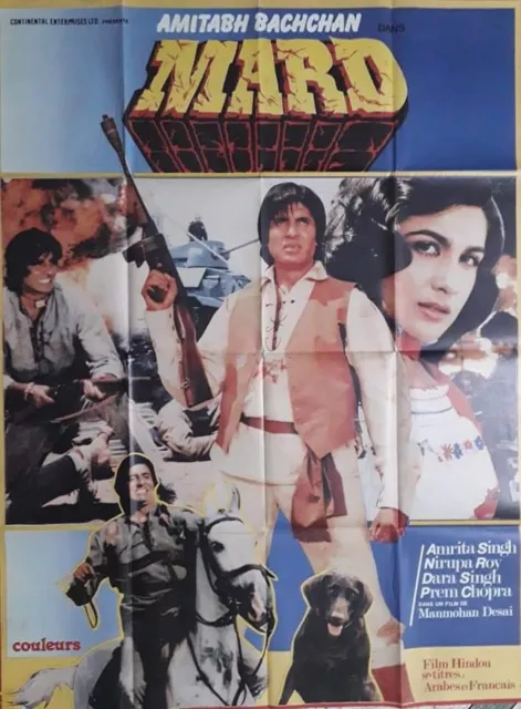 Vintage Bollywood Movie Poster Mard Amitabh Bachchan Rare Indian Hindi Film 1985