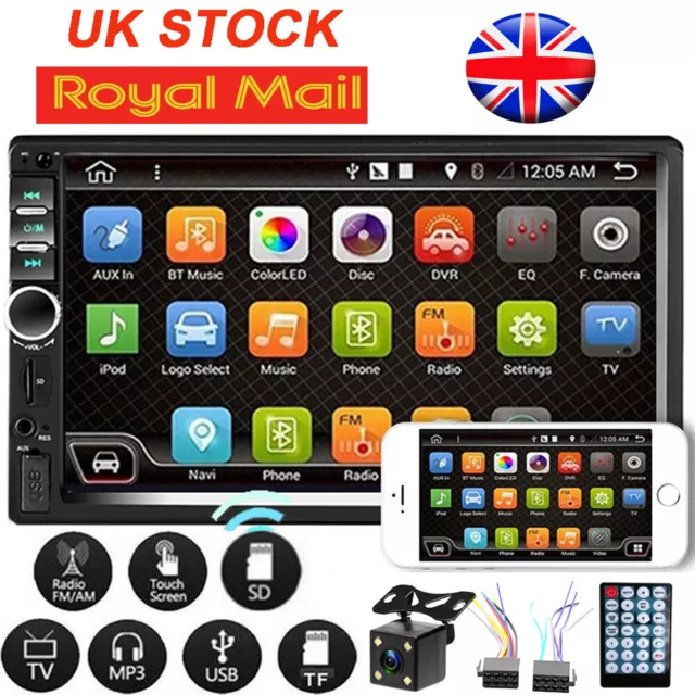 7.0" Double 2Din Touch Screen Car Stereo MP5 Player Bluetooth FM Radio +Camera