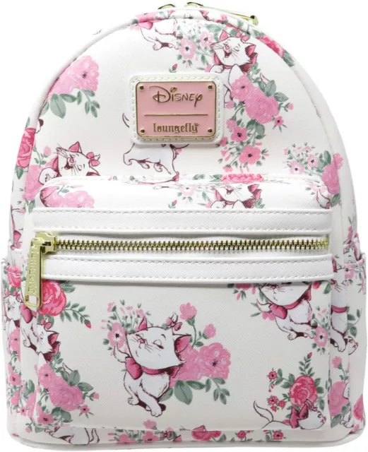 Loungefly Disney Aristocats Marie Floral White Pink AOP  Mini Backpack