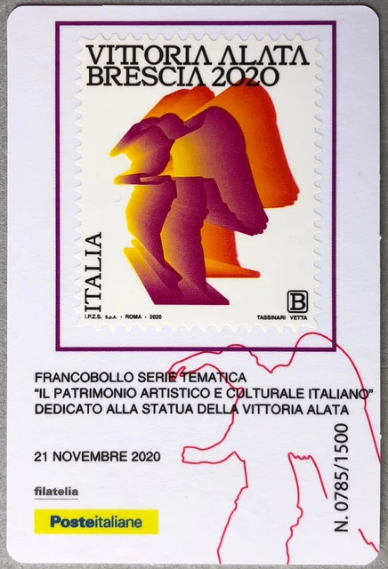 ITALIA 2020 VITTORIA ALATA BRESCIA TESSERA FILATELICA FRANCOBOLLO tiratura 1500