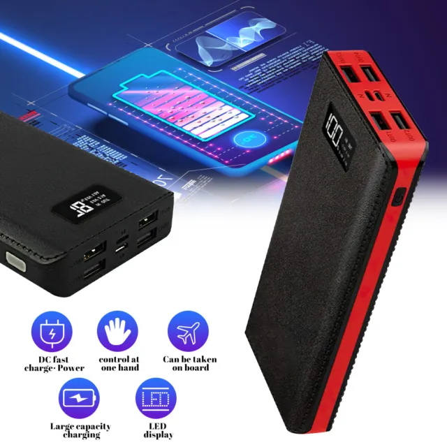 10000mAh Charging Power Bank 4 USB Portable Fast Charging External Battery LCD