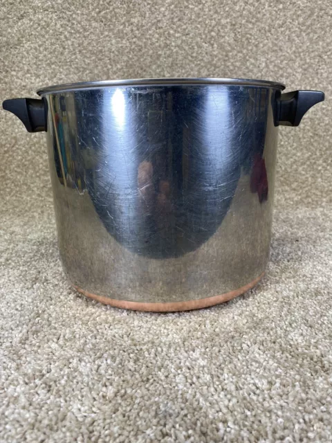 Vintage Revere Ware 8 Qt Quart Stock Pot Copper Stainless Steel No Lid Clinton