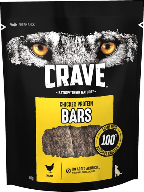 Barras de antojo - golosinas para perros - para perros adultos - barras de proteína pollo - 7x76 g