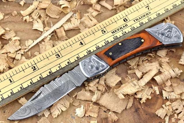 Custom Handmade Forged Damascus Steel Camping  Pocket Hunting Knife Fk 19