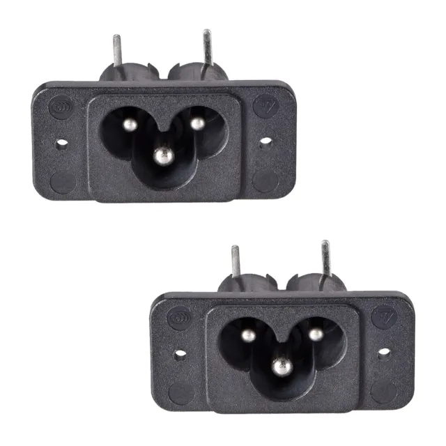 Panel Mount Plug Adapter AC 250V 2.5A/5A C6 3 Pins Inlet Module Right Angle 2pcs