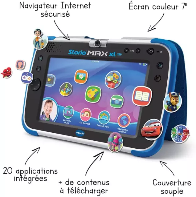 Vtech – Tablet Storio Max XL 2 Blau – 7 Zoll Kinder-Tablet 1% Lernfunktion – Fra 2
