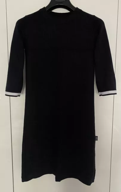 Vintage Chanel Wool Cotton Blend black Dress size S Uk 8-10 stretchy knitted