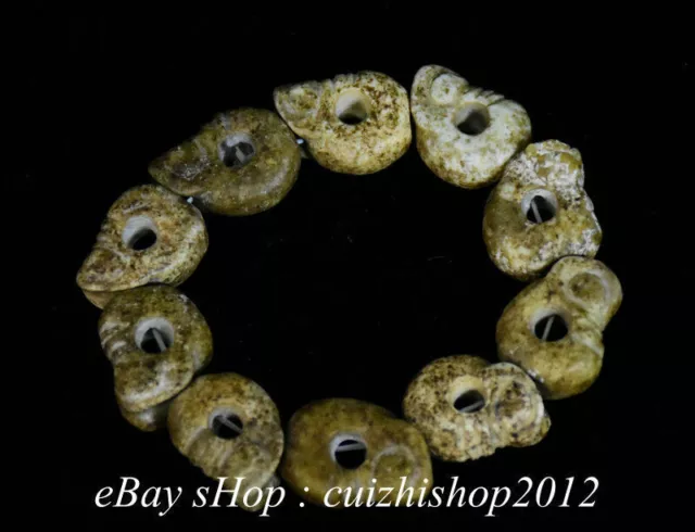 8CM China Hongshan Culture Old Jade Carving Dragon Hook Hand Chain Bracelet
