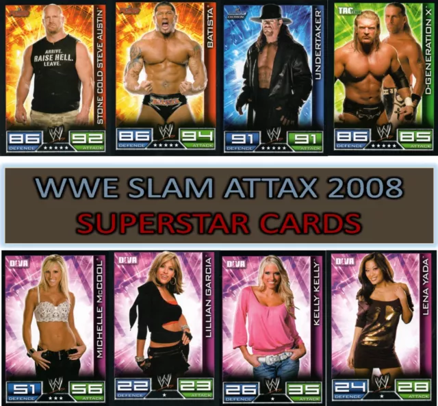 Topps Slam Attax 2008 - Choose your RAW SMACKDOWN ECW DIVA LEGENDS Cards