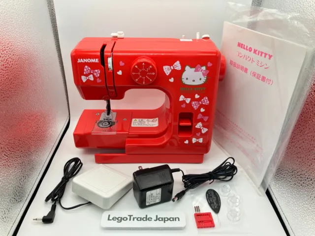 Janome Hello Kitty Compact Electric Sewing Machine KT-R 100V Red Sanrio Japan