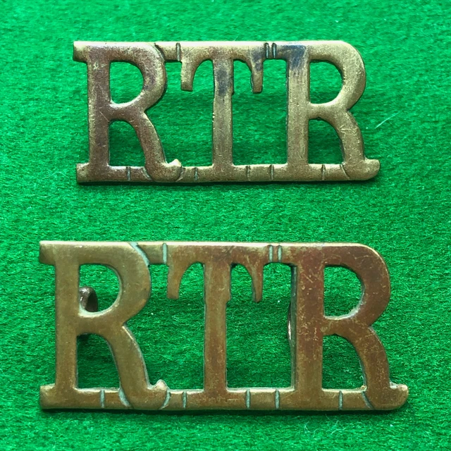 ORIGINAL WW2 BRITISH Army Rtr Royal Tank Regiment Brass Shoulder Titles ...