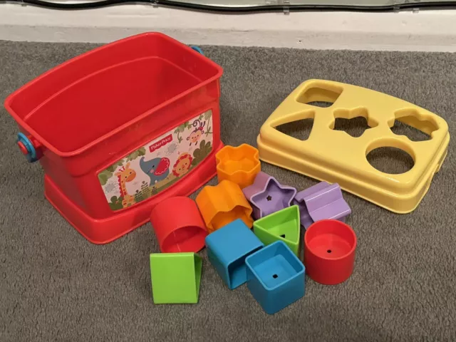 Fisher-Price Baby Toy Bundle: Pull-along Telephone, Shape Sorter, Stacking Rings 3