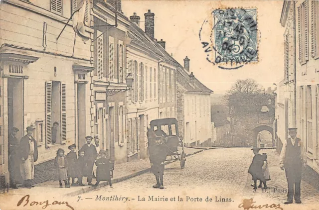 Cpa 91 Montlhery La Mairie Et La Porte De Linas