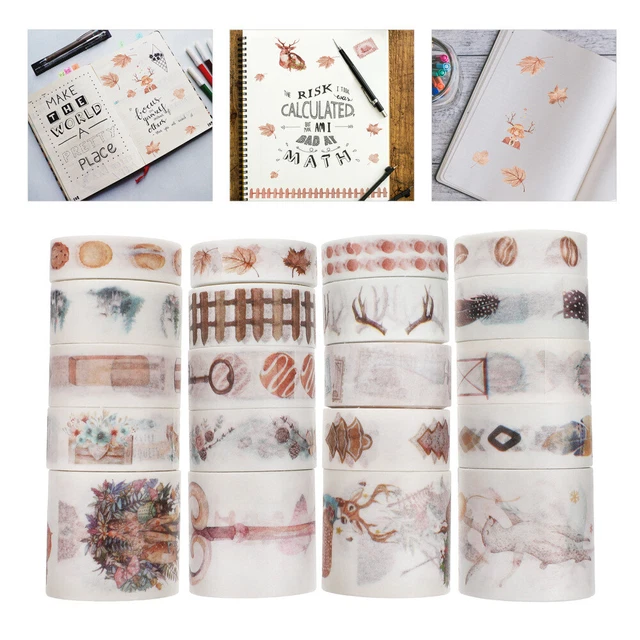 20 Rolls Scrapbooking Tapes Natural Color Washi Tape Scrapbooking Label Tape