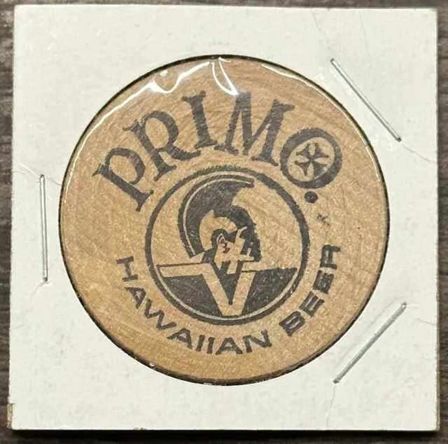 Primo Hawaiian Beer Wooden Nickel - Primo Warrior - Hawaii Token Coin