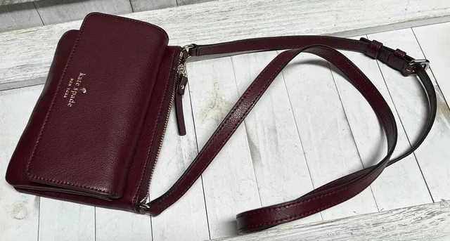 Kate Spade Greene Street Karlee Burgundy Saffiano Leather Crossbody Wallet Bag Kate Spade Greene Street Karlee Burgundy Saffiano Leather Crossbody Wallet Bag