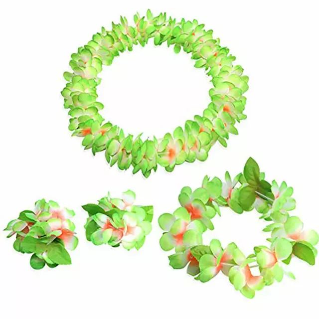 Hawaiian Flower Leis Luau Party Costume Beach Events 6 pcs Set 2