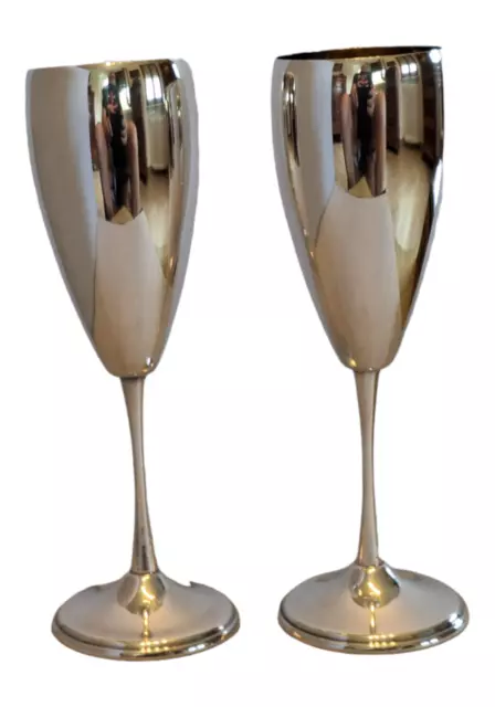 Flutes champagne argento 800 Greggio coppia flute bicchieri calici stile inglese